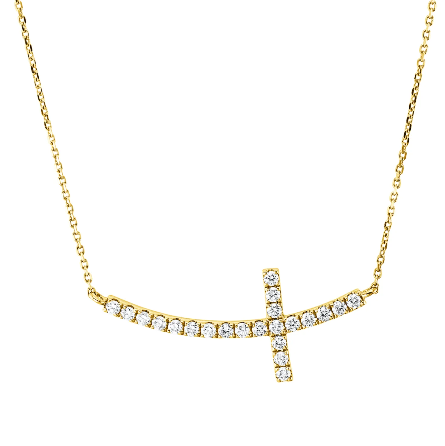 Collier Kreuz aus 750 Gold Gelbgold 22 Brillanten 0,3ct TW-SI L:45cm