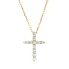 Collier Kreuz aus 750 Gold Gelbgold 11 Brillanten 0,76ct TW-SI L:45,7cm