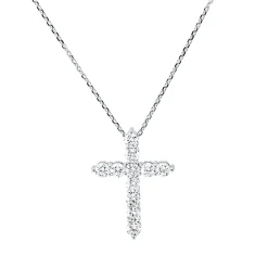 Collier Kreuz aus 750 Gold Weißgold 11 Brillanten 0,52ct TW-SI L:45cm