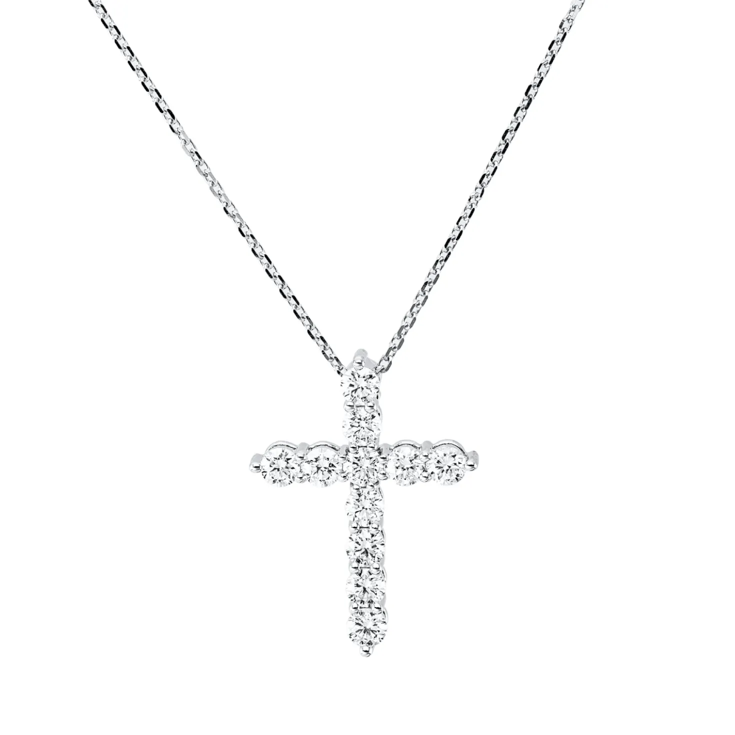 Collier Kreuz aus 750 Gold Weißgold 11 Brillanten 0,52ct TW-SI L:45cm