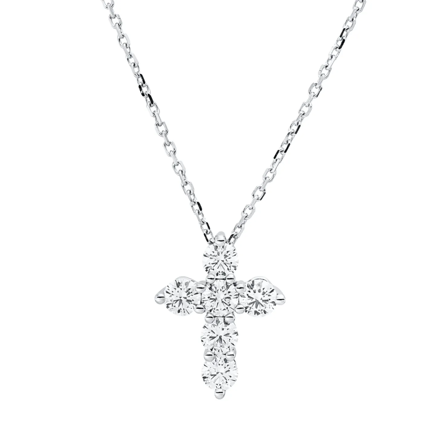 Collier Kreuz aus 750 Gold Weißgold 6 Brillanten 1,04ct TW-VSI L:45cm
