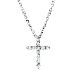 Collier Kreuz aus 750 Gold Weißgold 11 Brillanten 0,14ct TW-VSI L:45cm