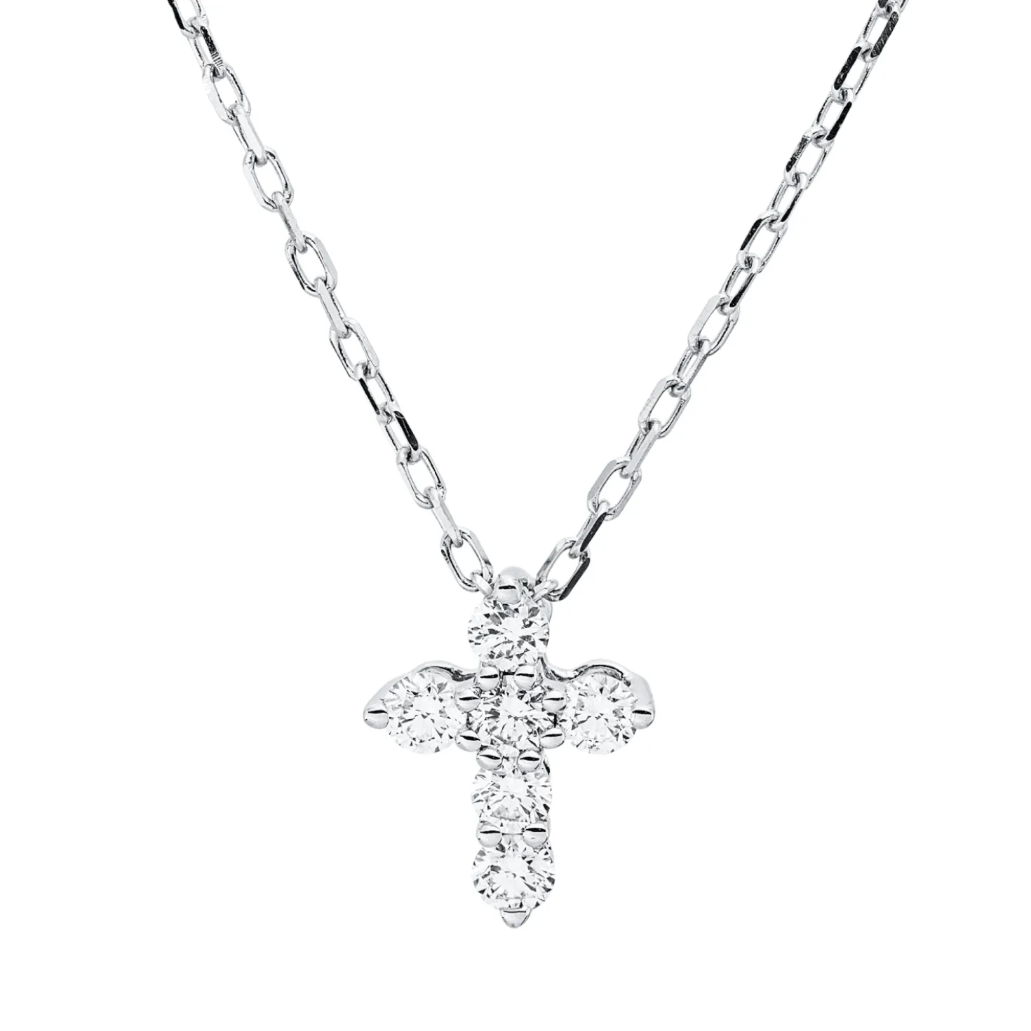 Collier Kreuz aus 750 Gold Weißgold 6 Brillanten 0,23ct TW-VSI L:45cm