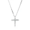 Collier Kreuz aus 750 Gold Weißgold 11 Brillanten 0,23ct TW-VSI L:45cm