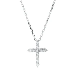 Collier Kreuz aus 750 Gold Weißgold 11 Brillanten 0,23ct TW-VSI L:45cm