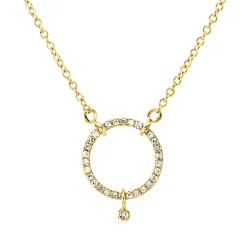 Collier Kreuz 750 Gelbgold 30 Diamanten 0,12ct TW-SI 1 Diamant 0,01ct TW-SI L:45cm
