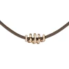Collier Leder taupe mit Spirale 47 Diamanten 0.33Ct W/SI 585 Gold Rotgold 45cm