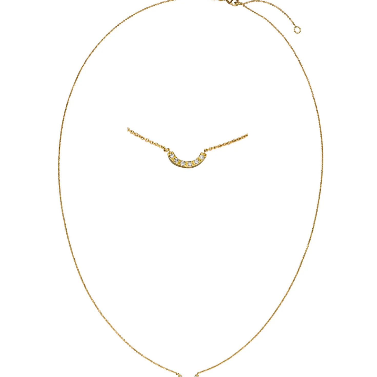 Collier mit Anhänger 750 Gold Gelbgold 6 Diamant-Brillanten 0,03 Ct. 42-45cm