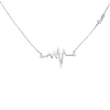 Collier mit Anhänger Herzschlag Diagramm Love 925 Silber 16 Zirkonia 45cm Damen