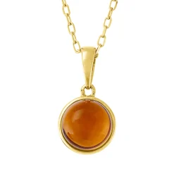 Collier mit gewölbtem Anhänger aus 750 Gold Gelbgold Citrin 1,5ct L:45cm Zarge