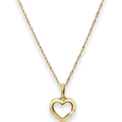 Collier mit Zirkonia Singapurkette Goldkette Herz aus 375 Gold Gelbgold 45cm