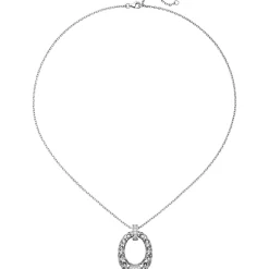 Collier mit 24 Zirkonia weiß 925 Silber Halskette 45cm Anhänger Netz-Muster