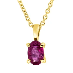 Collier Oval aus 750 Gold Gelbgold Rubin 0,58ct rot L:45cm