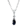 Collier Oval aus 750 Weißgold Saphir 0,3ct blau 3 Brillanten 0,01ct TW-SI L:45,8cm