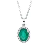 Collier Oval aus 750 Weißgold Smaragd 0,97ct grün 16 Diamanten 0,14ct L:45cm