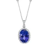 Collier Oval 750 Weißgold Tansanit 8,44ct blau 38 Brillanten 0,62ct TW-SI L:45,7cm