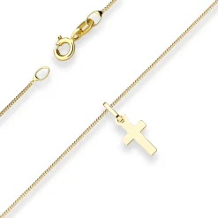 Collier Panzerkette Goldkette Kreuz Halskette aus 375 Gold Gelbgold 42cm