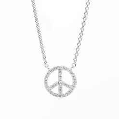 Collier Peace aus 750 Gold Weißgold 39 Brillanten 0,13ct TW-SI