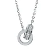Collier 2 Ringe aus 750 Gold Weißgold 15 Brillanten 0,07ct TW-SI L:42cm