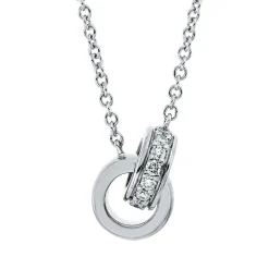 Collier 2 Ringe aus 750 Gold Weißgold 15 Brillanten 0,07ct TW-SI L:42cm