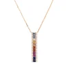 Collier 750 Rotgold 11 Saphire 0,66ct mehrfarbig 36 Brillanten 0,14ct TW-SI L:45cm