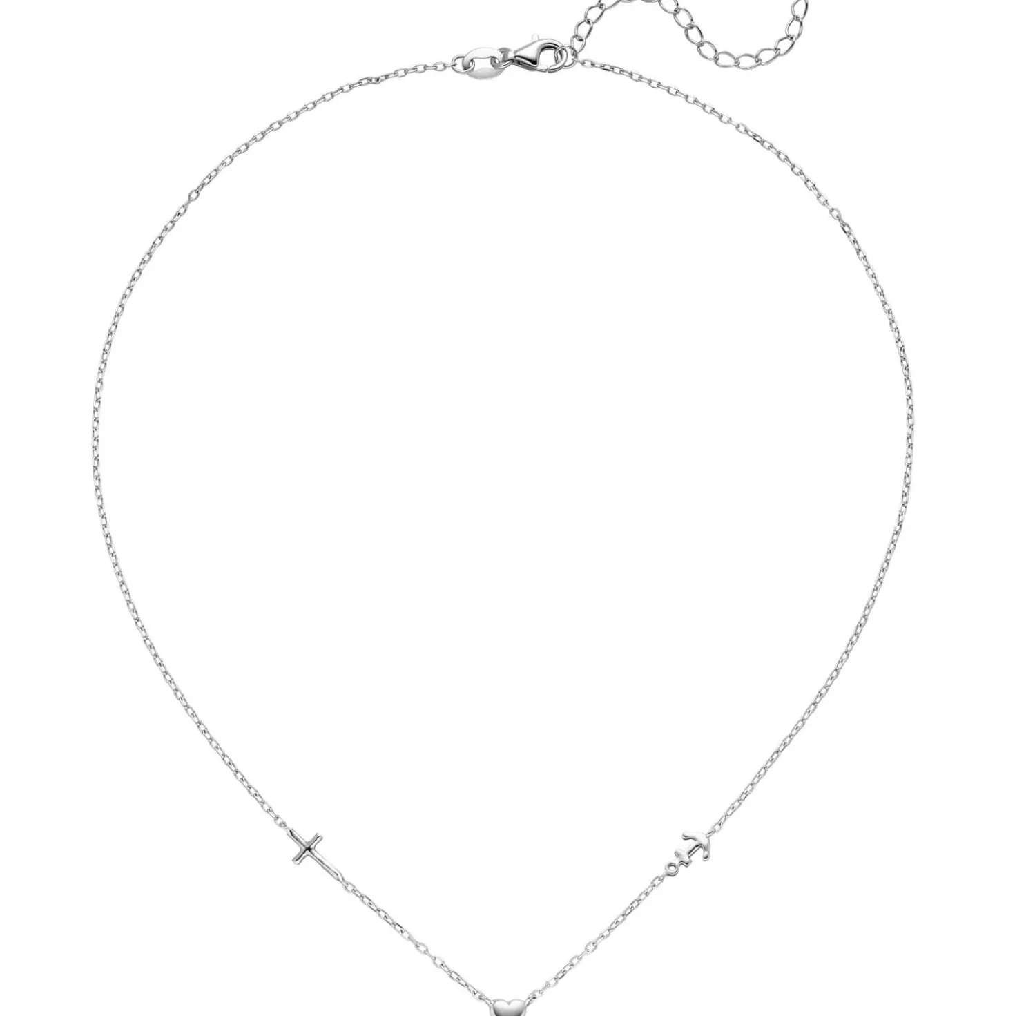 Collier Rundankerkette 3 Anhängern Glaube Liebe Hoffnung aus 925 Silber 38-43cm