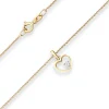 Collier Rund-Ankerkette Herz mit weißem Zirkonia aus 585 Gold Gelbgold 42cm