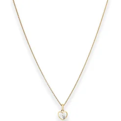 Collier Rund-Ankerkette Herz mit weißem Zirkonia aus 585 Gold Gelbgold 42cm
