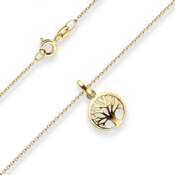 Collier Rund-Ankerkette Kette Lebensbaum Halskette aus 585 Gold Gelbgold 42cm