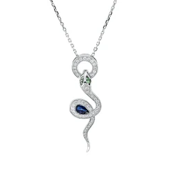 Collier Schlange 750 Weißgold 3 Tsavorithe 0,36ct grün 45 Brillanten 0,29ct F-VSI