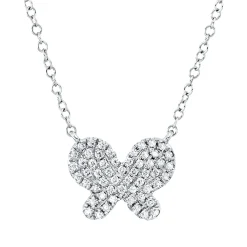 Collier Schmetterling aus 750 Weißgold 56 Brillanten 0,14ct TW-SI L:45,7cm