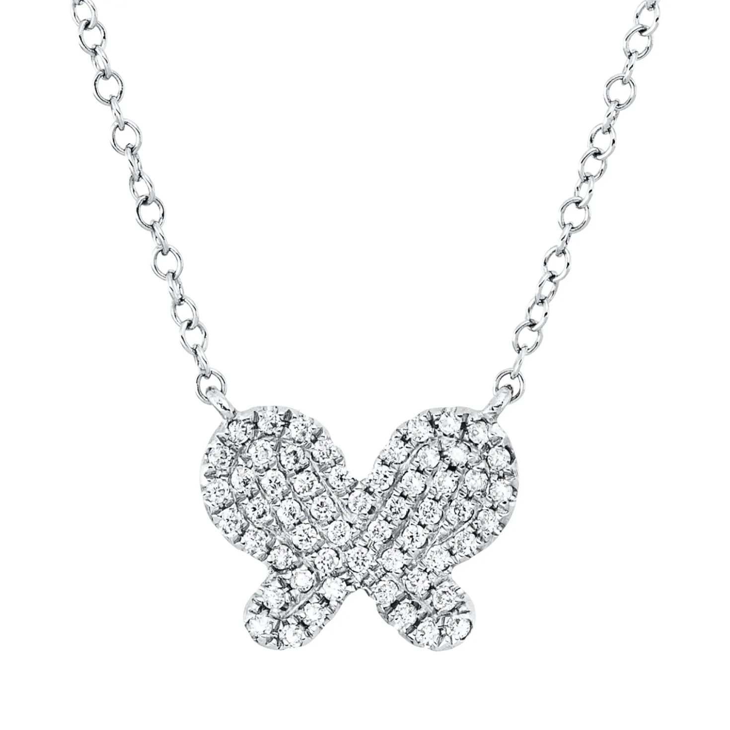 Collier Schmetterling aus 750 Weißgold 56 Brillanten 0,14ct TW-SI L:45,7cm