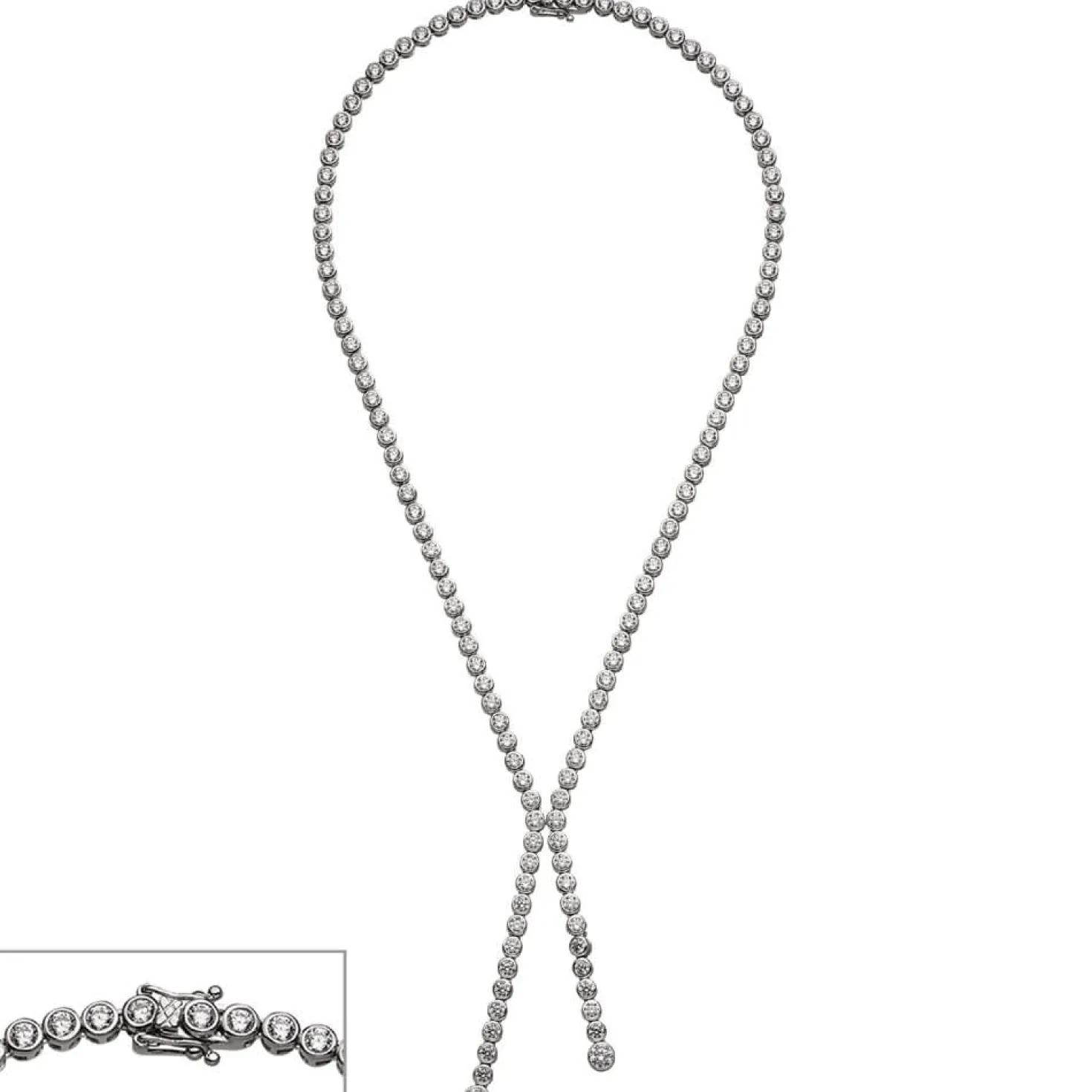 Collier Silberkette Halskette Halsschmuck mit weißen Zirkonia, 925 Silber 42cm