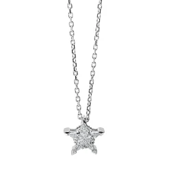 Collier Stern aus 750 Weißgold 5 Diamanten Fanatsy-Schliff 0,26ct F-vsi/si L:42cm