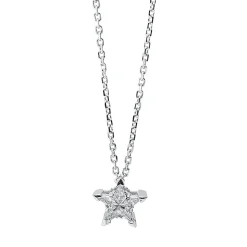 Collier Stern 750 Weißgold 5 Diamanten Triangel-Sonderschliff 0,16ct F-VVS L:42cm