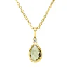 Collier Tropfen aus 750 Gelbgold Peridot 0,36ct Brillant 0,02ct TW-SI L:45cm
