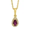 Collier Tropfen aus 750 Gelbgold Rubin 0,26ct rot 15 Brillanten 0,06ct TW-SI L:45cm