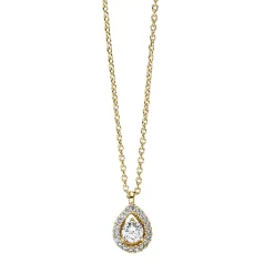 Collier Tropfen aus 750 Gold Gelbgold 20 Brillanten 0,18ct TW-SI L:42cm
