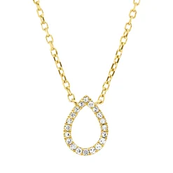 Collier Tropfen aus 750 Gold Gelbgold 20 Diamanten 0,04ct TW-SI L:45cm