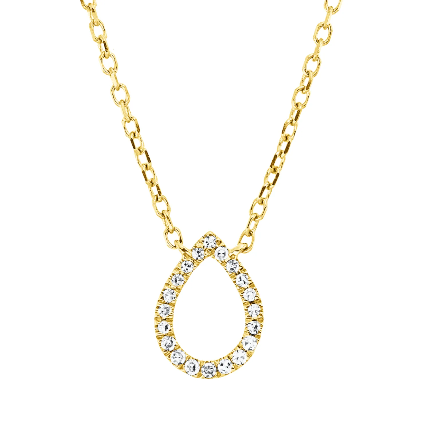 Collier Tropfen aus 750 Gold Gelbgold 20 Diamanten 0,04ct TW-SI L:45cm