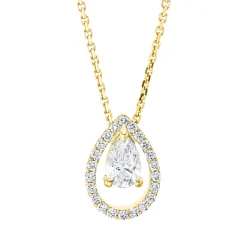 Collier Tropfen aus 750 Gold Gelbgold 23 Diamanten 0,46ct TW-SI L:45cm