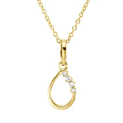 Collier Tropfen aus 750 Gold Gelbgold 4 Diamanten 0,03ct TW-SI L:45cm