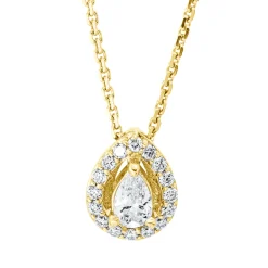 Collier Tropfen aus 750 Gold Gelbgold 17 Diamanten 0,32ct TW-SI L:45cm