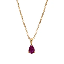 Collier Tropfen aus 750 Gold Gelbgold Rubin 0,42ct rot L:45cm