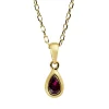 Collier Tropfen aus 750 Gold Gelbgold Rubin 0,31ct rot L:45,9cm Zarge