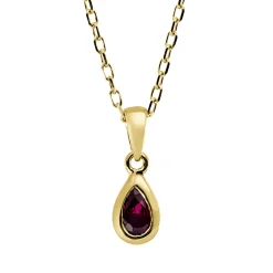 Collier Tropfen aus 750 Gold Gelbgold Rubin 0,31ct rot L:45,9cm Zarge