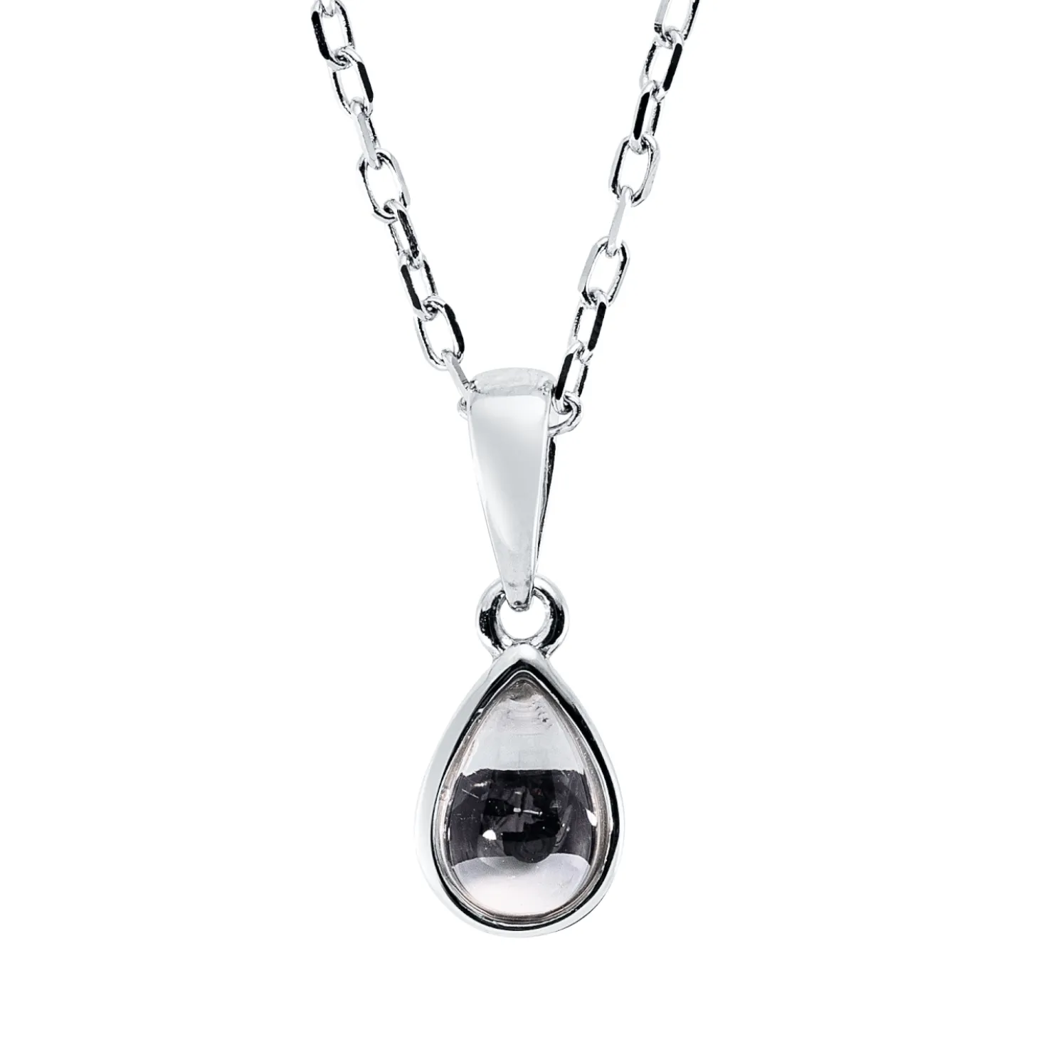 Collier Tropfen aus 750 Gold Weißgold Amethyst 0,34ct grün L:45cm Zarge