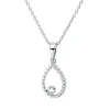 Collier Tropfen aus 750 Gold Weißgold Brillant 0,03ct TW-SI L:45cm Zarge
