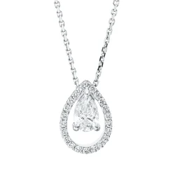 Collier Tropfen aus 750 Gold Weißgold 23 Diamanten 0,46ct TW-SI L:45cm