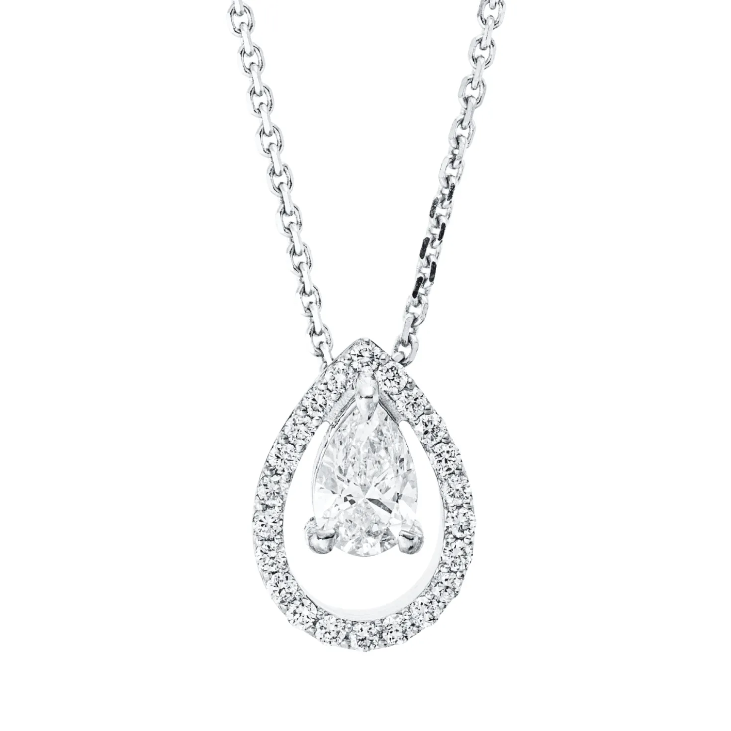 Collier Tropfen aus 750 Gold Weißgold 23 Diamanten 0,46ct TW-SI L:45cm